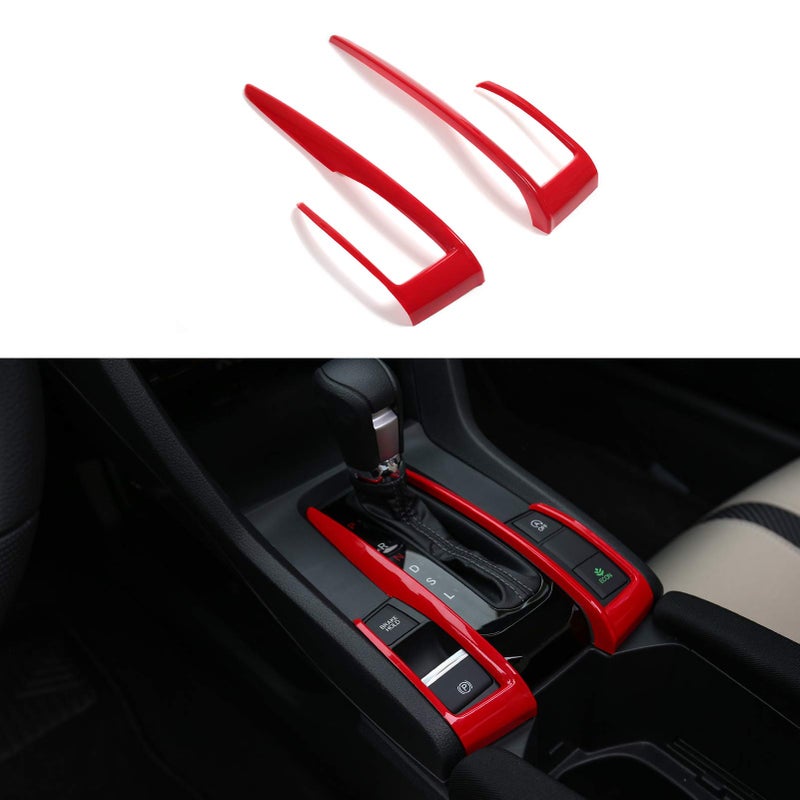 Thenice for 10th Gen Civic Gear Box Trims CVT Automatic Transmission Shift Boots Panel Stickers for Honda Civic Sedan Hatchback Coupe 2021 2020 2019 2018 2017 2016 -Red - Image 1